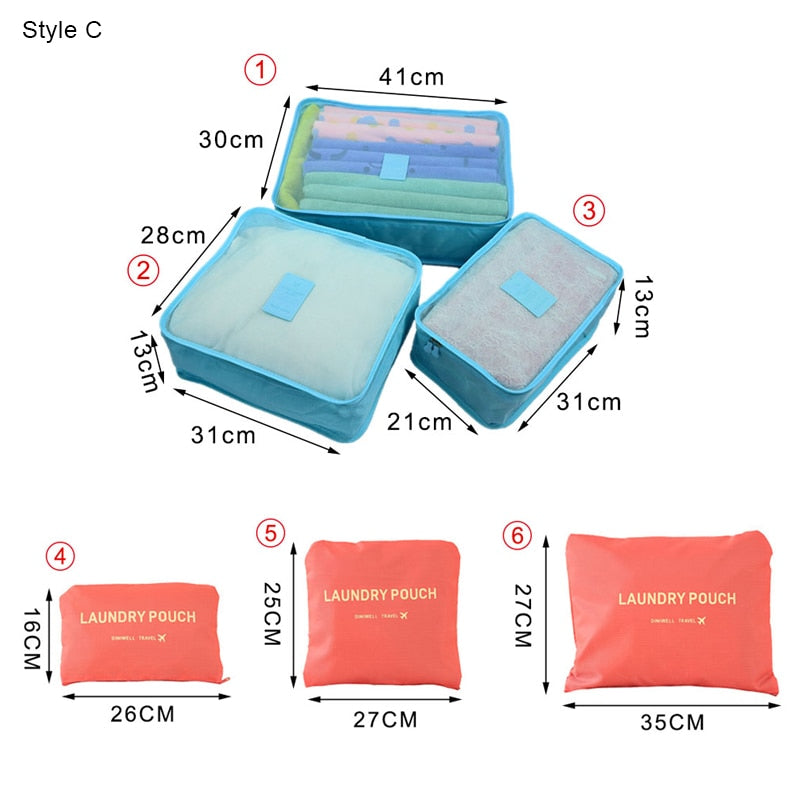 6 Piece Set, Storage Pouch, Storage Bag, Travel Bag, Clothes Storage, Compact Storage Bag, Packing Cube